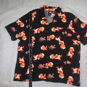 Super Mario Bros 8 Bit Hawaiian Camp Shirt Mens XXL Black Rayon Nintendo